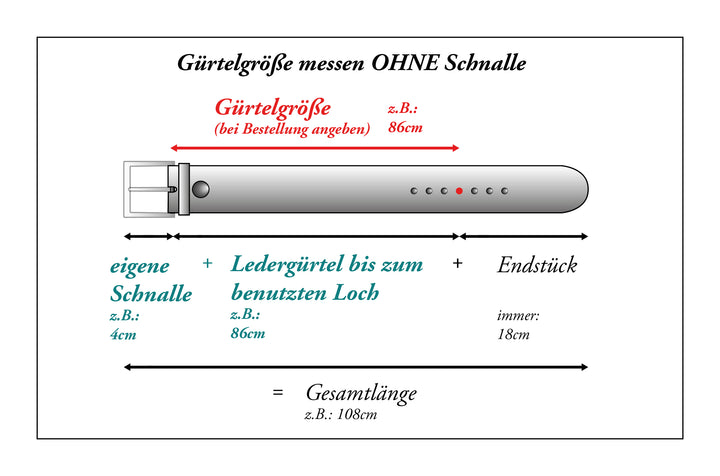 Ledergürtel 2cm ohne Schnalle