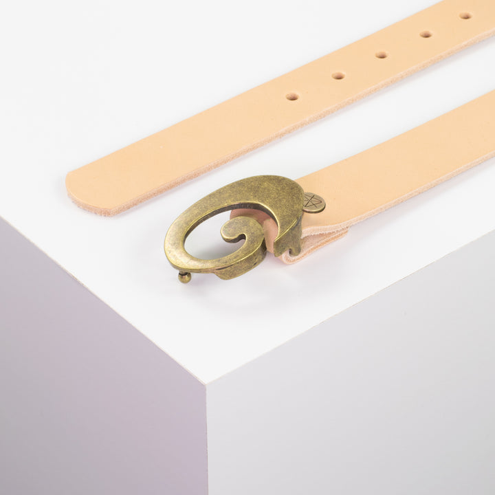 Ledergürtel 3cm mit Schnalle Schnecke messing natur ohne Muster