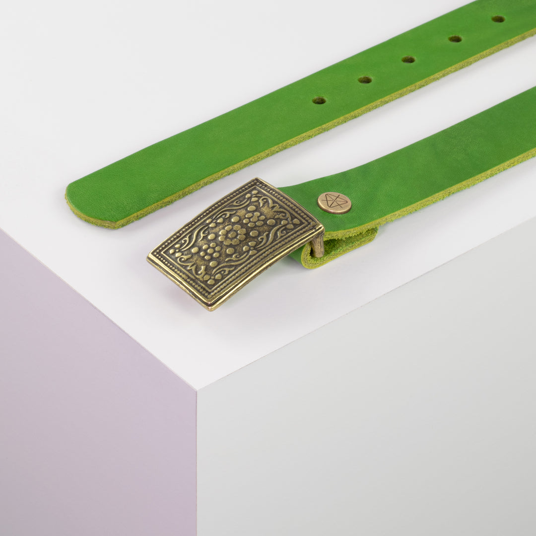 Ledergürtel 3cm mit Schnalle Kitzbühel messing apfelgrün ohne Muster