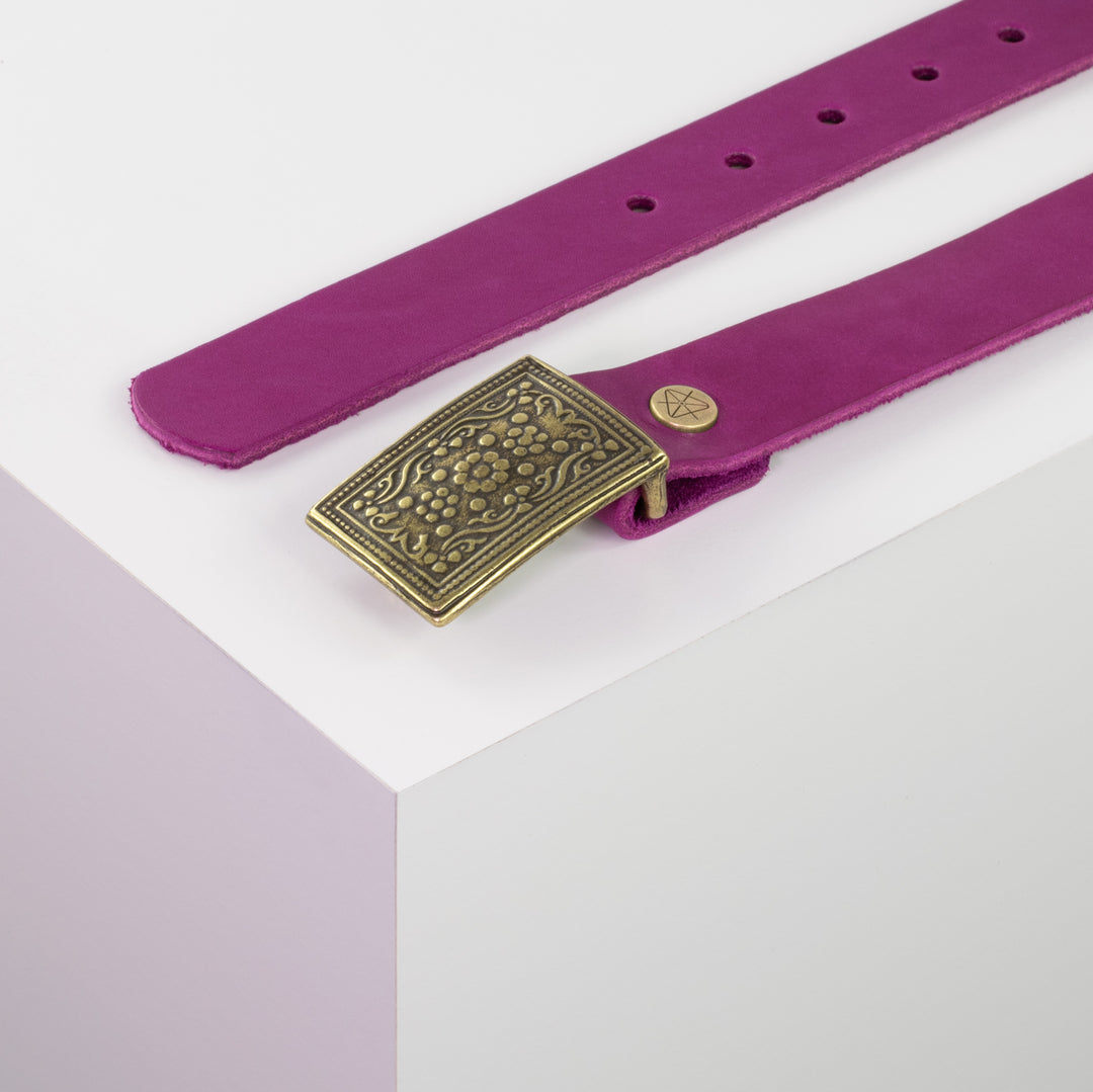 Ledergürtel 3cm mit Schnalle Kitzbühel messing pink ohne Muster