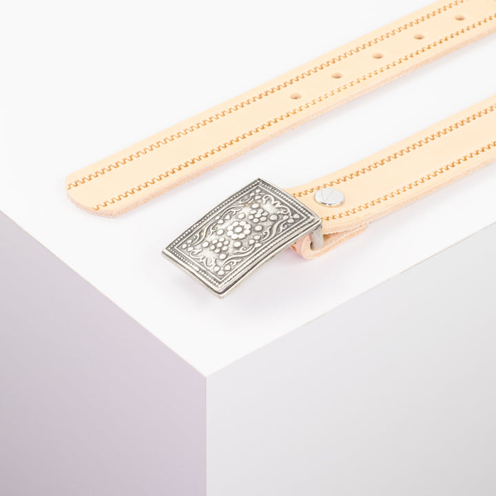Ledergürtel 3cm mit Schnalle Kitzbühel silber natur Reißverschluss