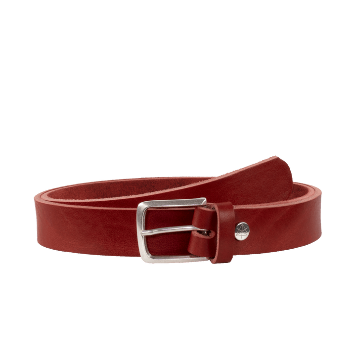 Ledergürtel 3cm mit Schnalle Perth silber rot ohne Muster