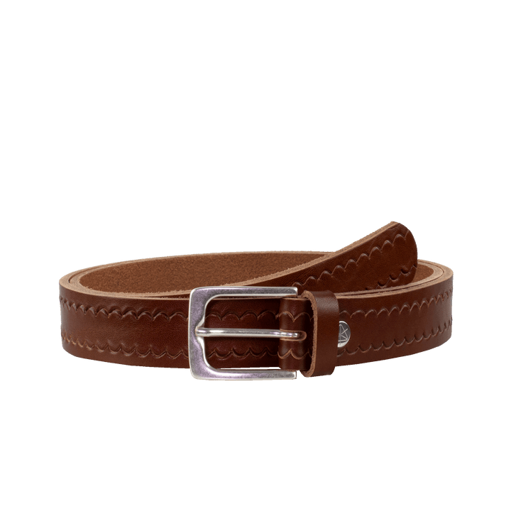 Ledergürtel 3cm mit Schnalle Caracas silber cognac kleine Welle