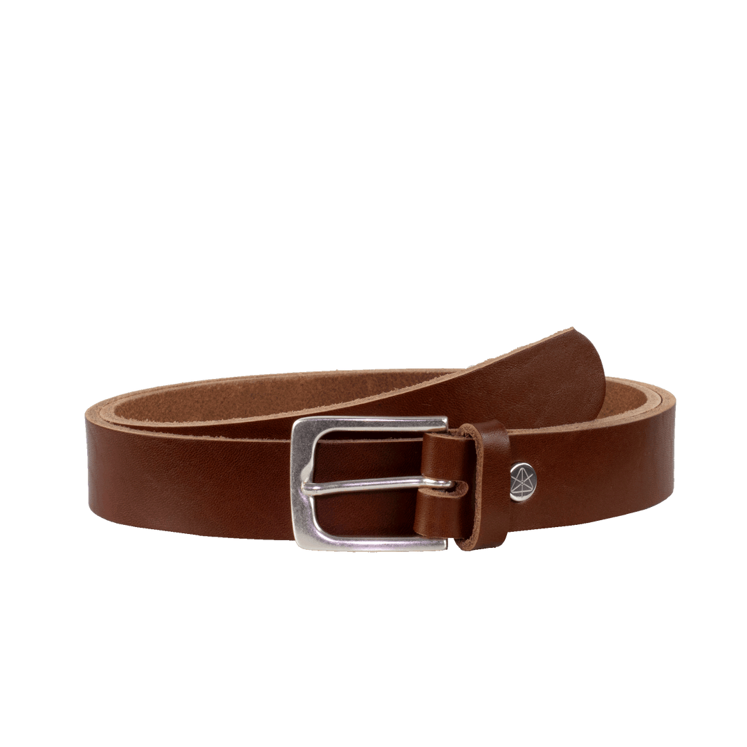 Ledergürtel 3cm mit Schnalle Caracas silber cognac ohne Muster