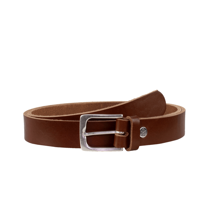 Ledergürtel 3cm mit Schnalle Caracas silber cognac ohne Muster