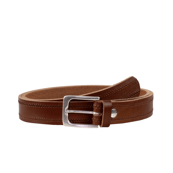 Ledergürtel 3cm mit Schnalle Caracas silber cognac Reißverschluss