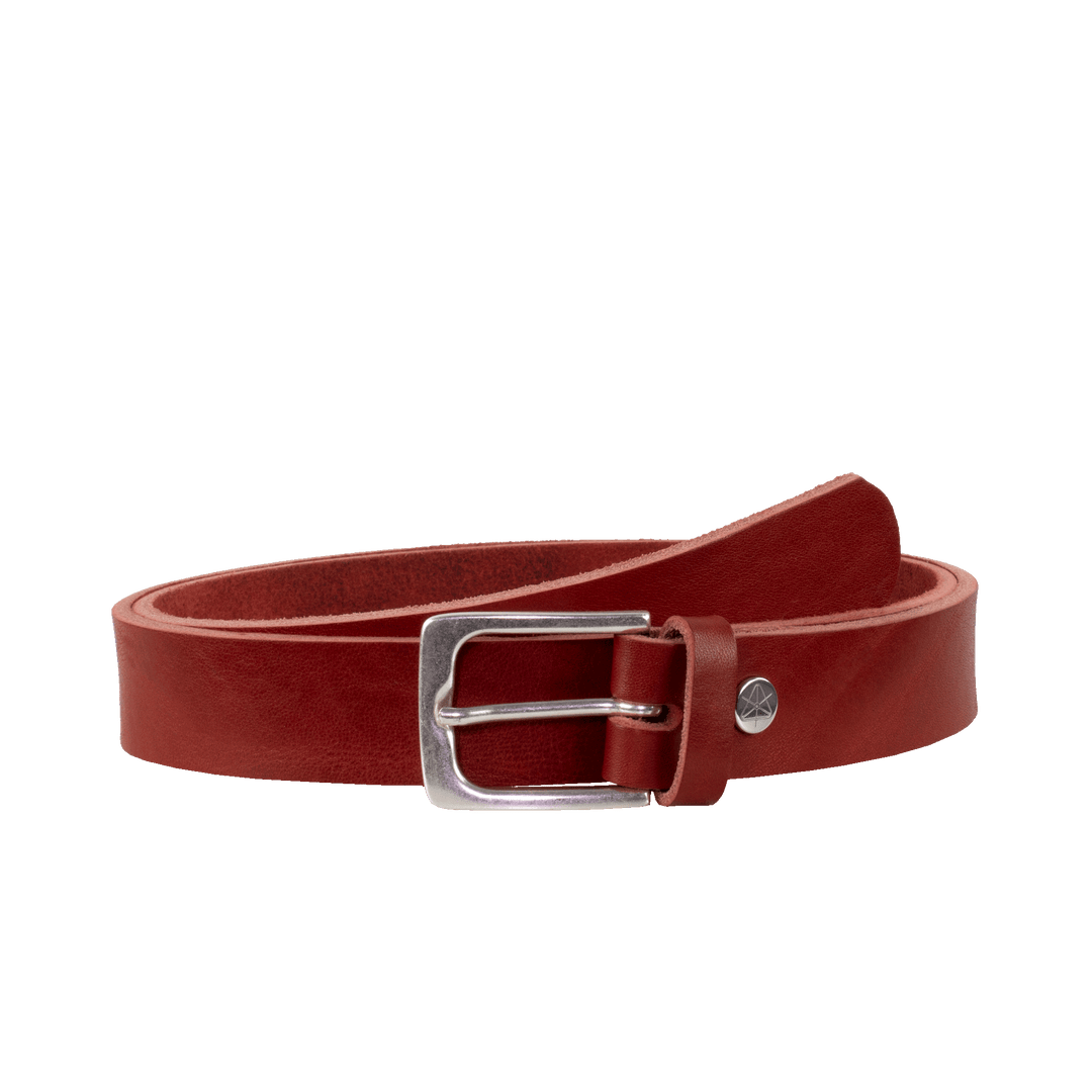Ledergürtel 3cm mit Schnalle Caracas silber rot ohne Muster
