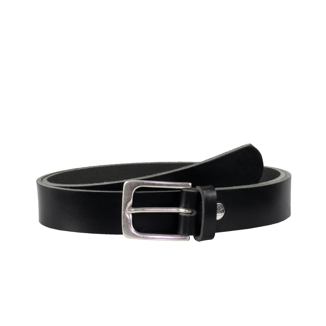Ledergürtel 3cm mit Schnalle Caracas silber schwarz ohne Muster
