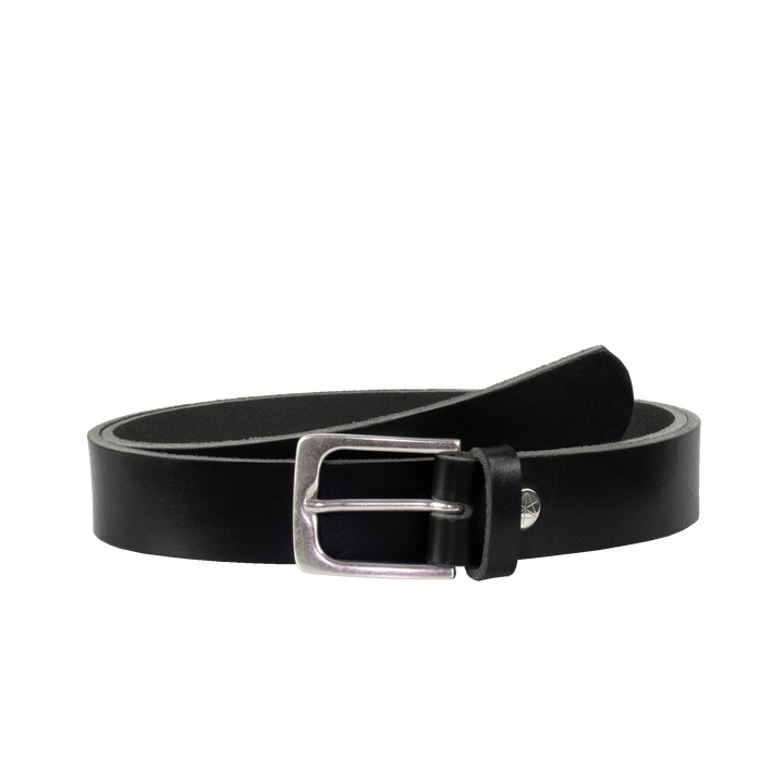 Ledergürtel 3cm mit Schnalle Caracas silber schwarz ohne Muster