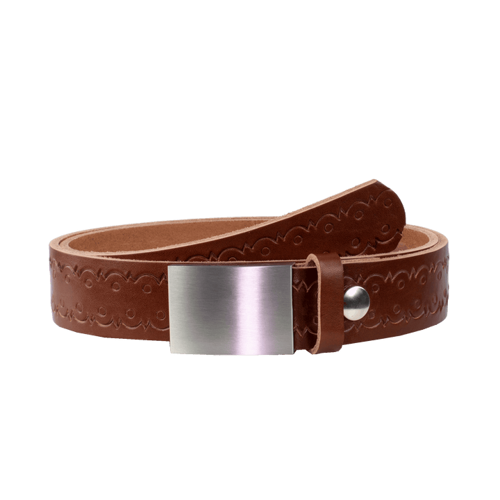 Ledergürtel 3,5cm mit Schnalle London cognac Lochwelle