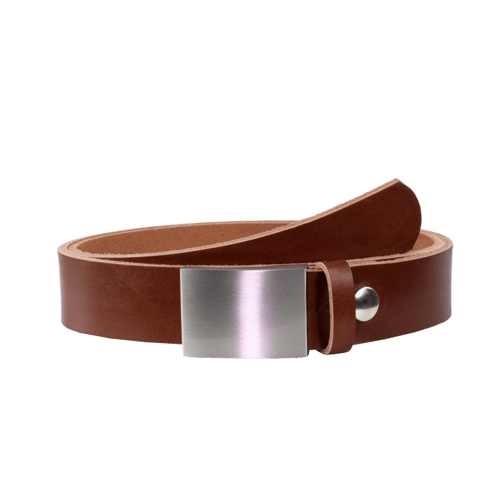 Ledergürtel 3,5cm mit Schnalle London cognac ohne Muster