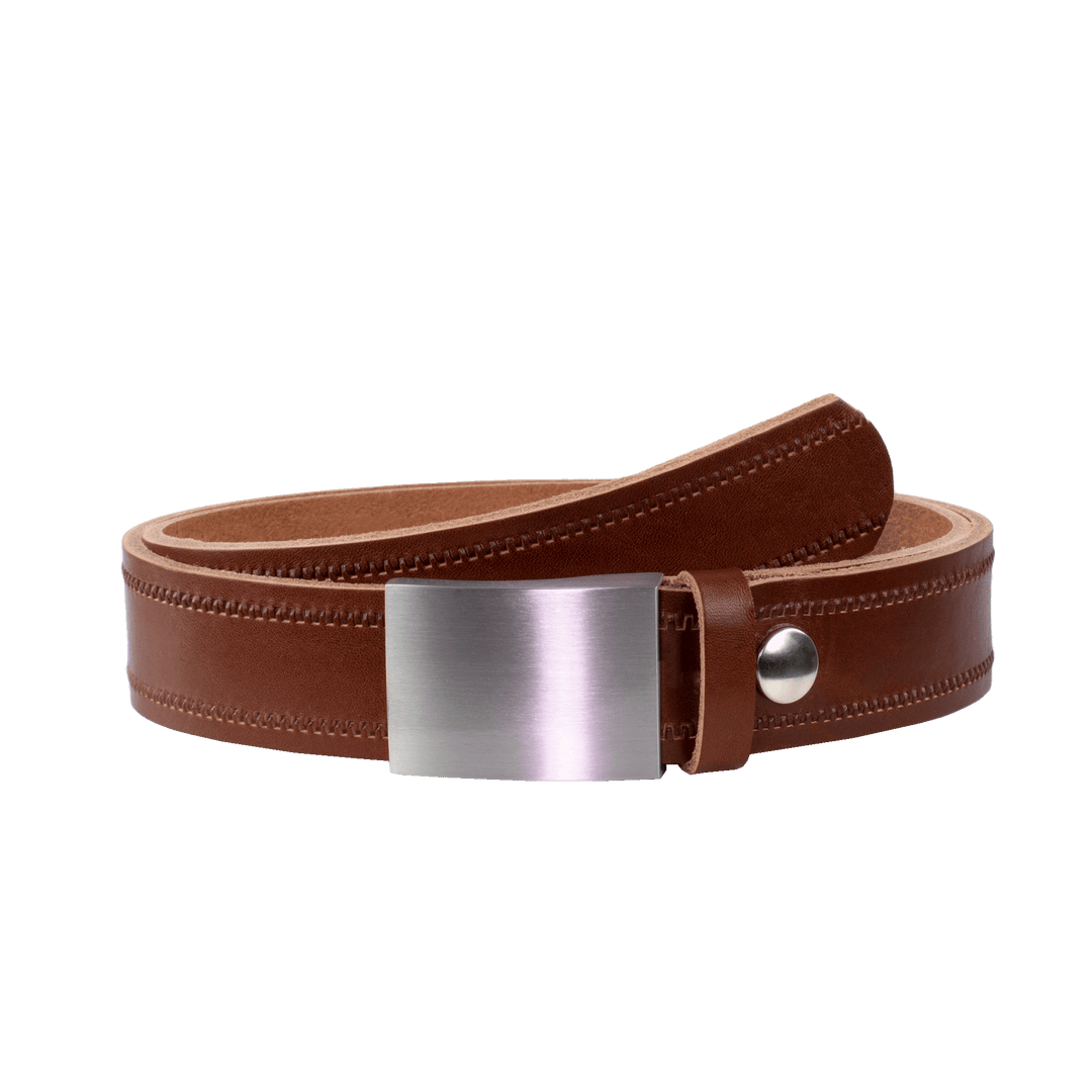 Ledergürtel 3,5cm mit Schnalle London cognac Reißverschluss