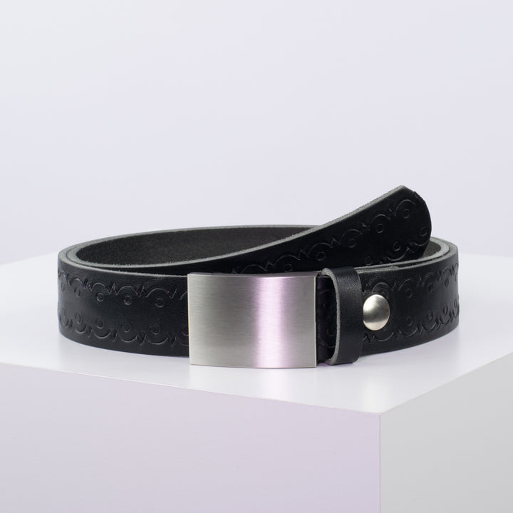 Ledergürtel 3,5cm mit Schnalle London schwarz Lochwelle