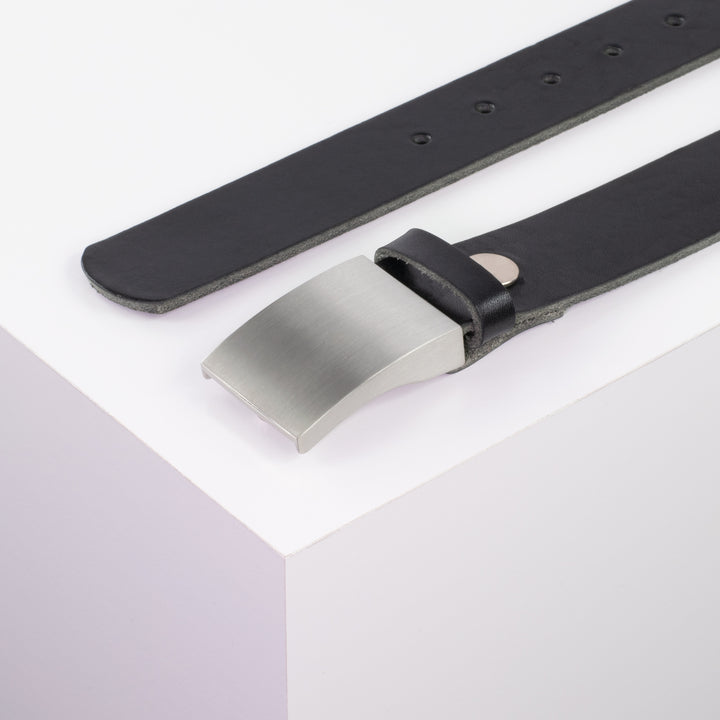Ledergürtel 3,5cm mit Schnalle London schwarz ohne Muster