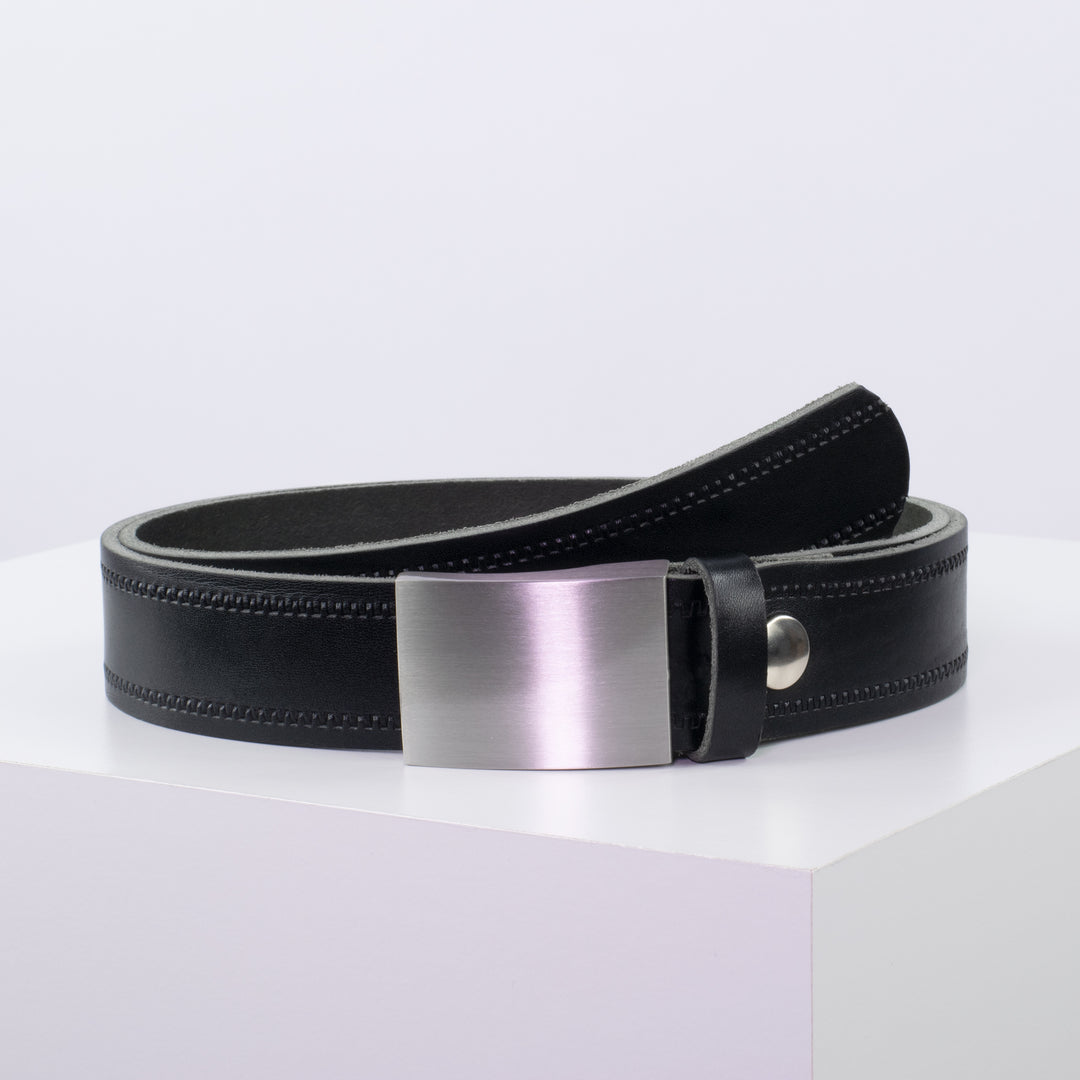 Ledergürtel 3,5cm mit Schnalle London schwarz Reißverschluss