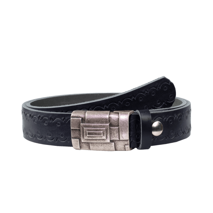 Ledergürtel 3,5cm mit Schnalle Athen silber navi Lochwelle
