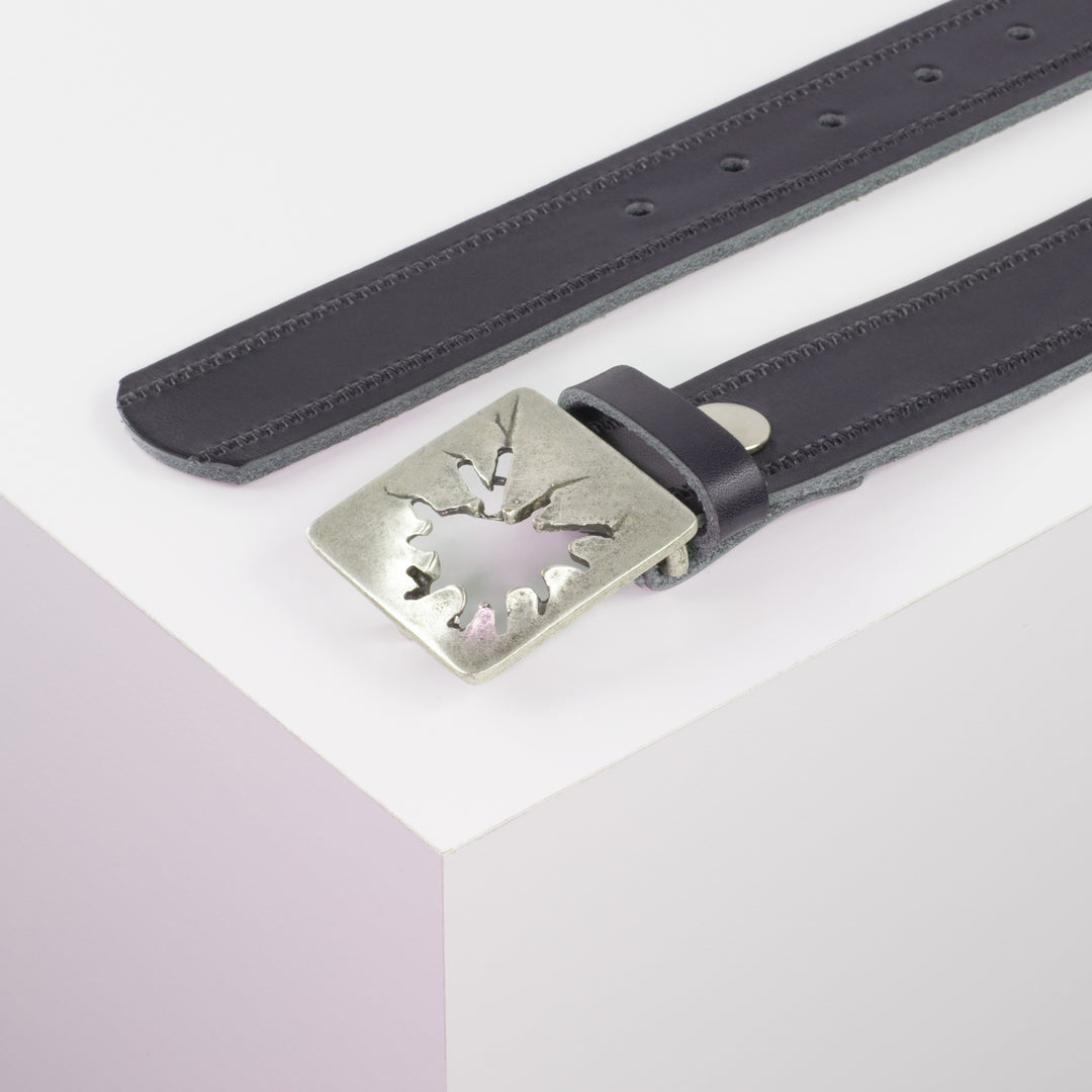 Ledergürtel 3,5cm mit Schnalle Vesuvio silber navi Reißverschluss