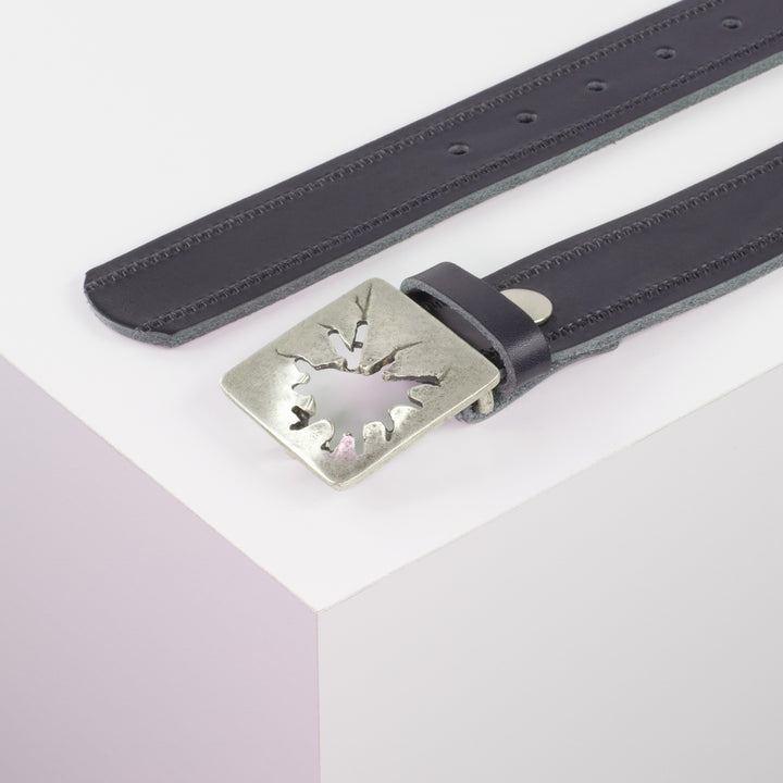 Ledergürtel 3,5cm mit Schnalle Vesuvio silber navi Reißverschluss