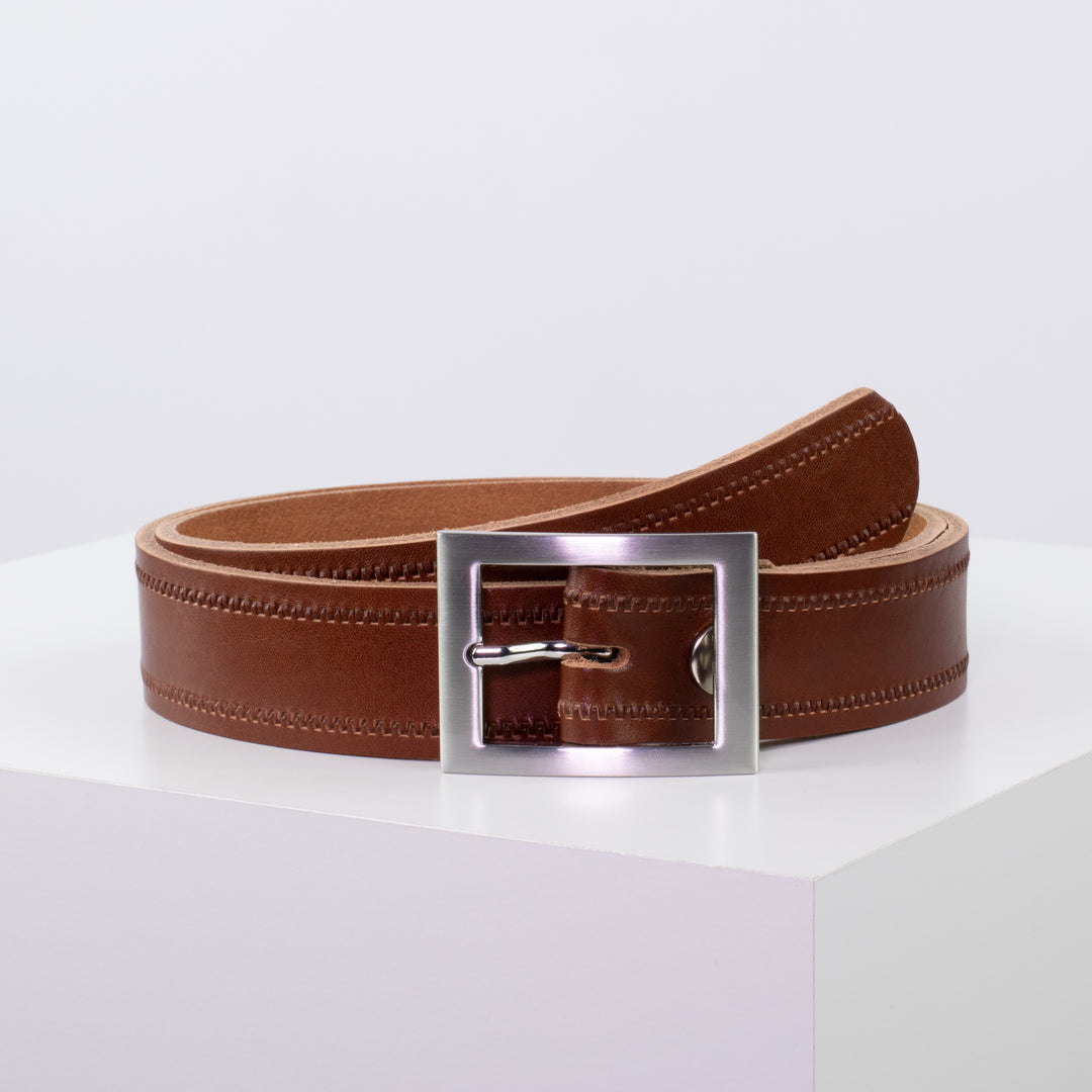 Ledergürtel 3,5cm mit Schnalle Sydney cognac Reißverschluss