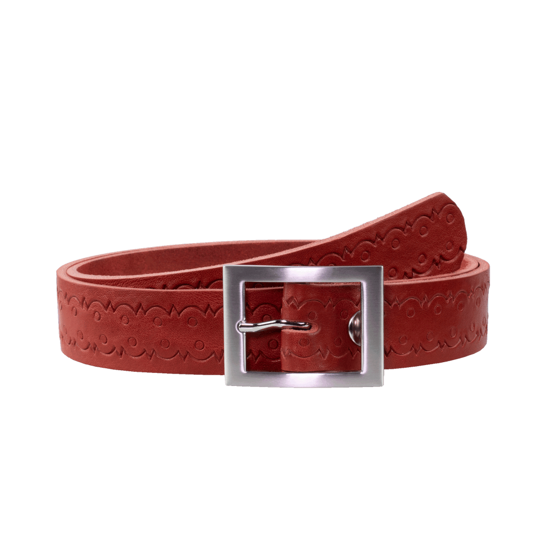 Ledergürtel 3,5cm mit Schnalle Sydney rot Lochwelle