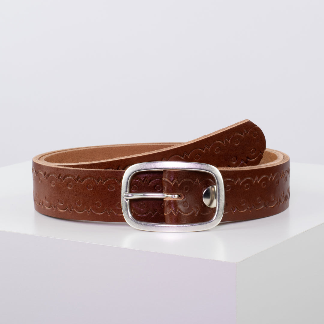 Ledergürtel 3,5cm mit Schnalle Vienna cognac Lochwelle