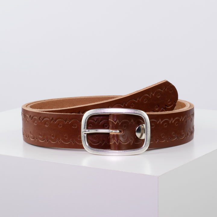 Ledergürtel 3,5cm mit Schnalle Vienna cognac Lochwelle