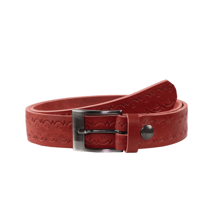 Ledergürtel 3,5cm mit Schnalle Barcelona rot Lochwelle