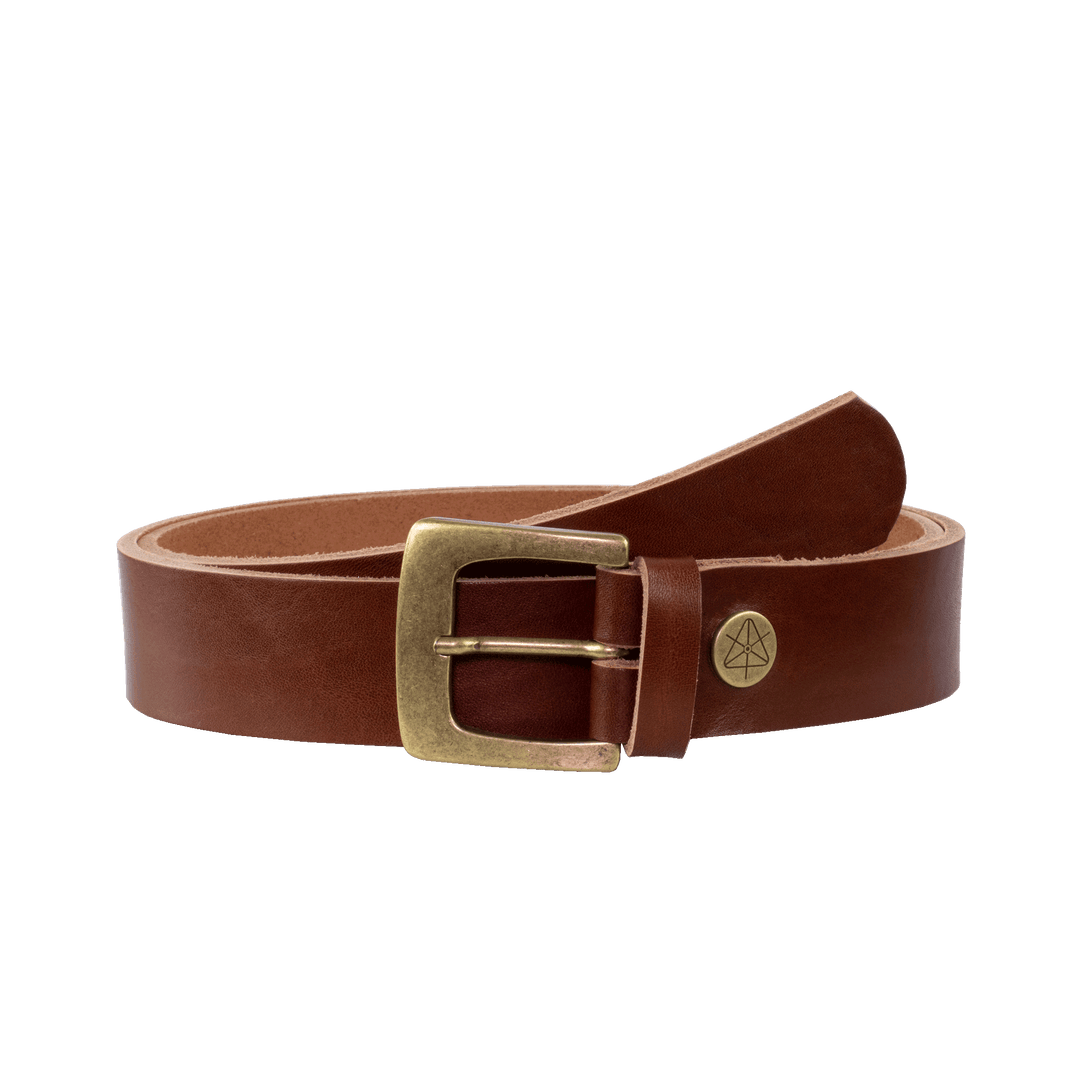 Ledergürtel 3,5cm mit Schnalle Madrid messing cognac ohne Muster