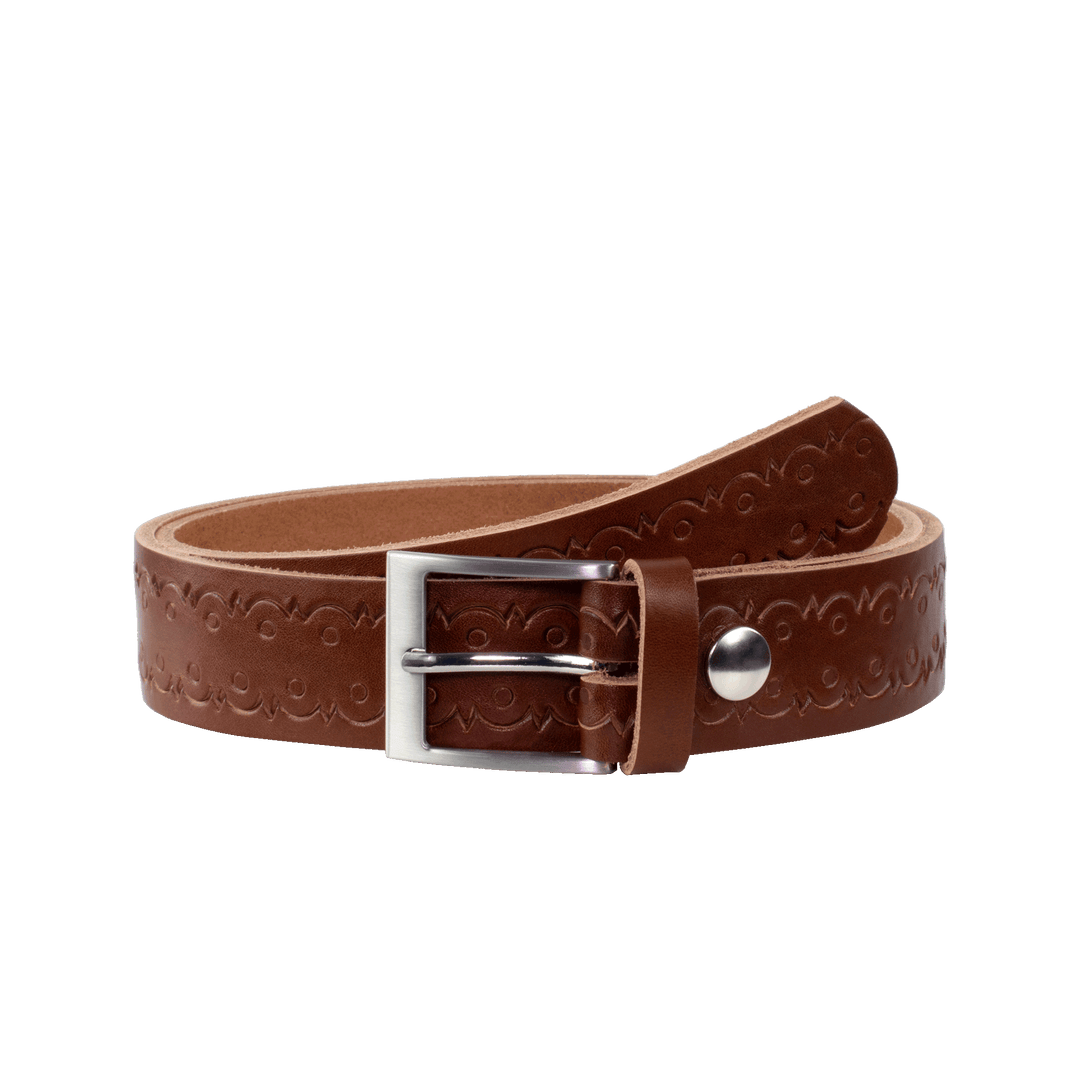 Ledergürtel 3,5cm mit Schnalle New York cognac Lochwelle