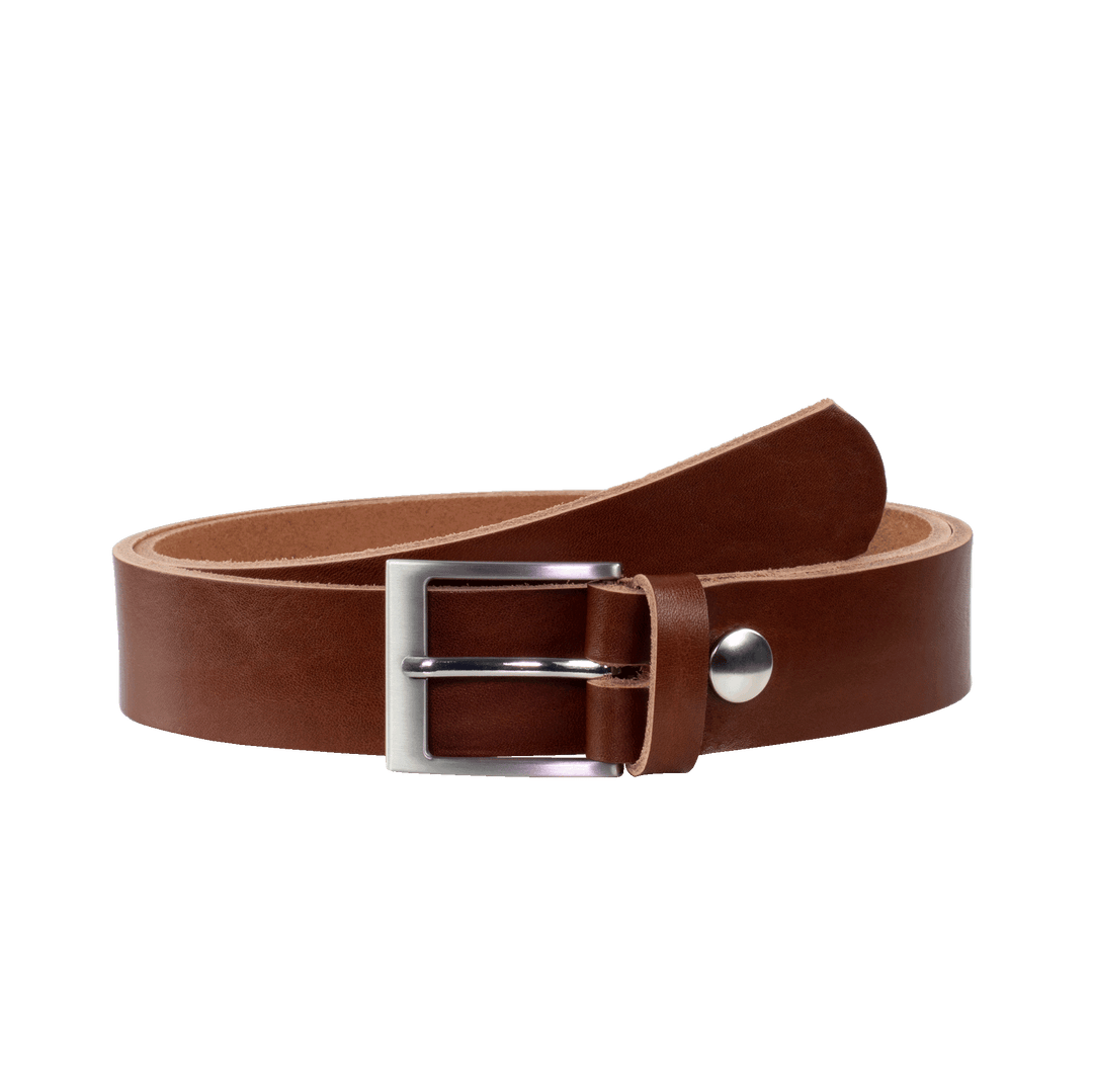 Ledergürtel 3,5cm mit Schnalle New York cognac ohne Muster