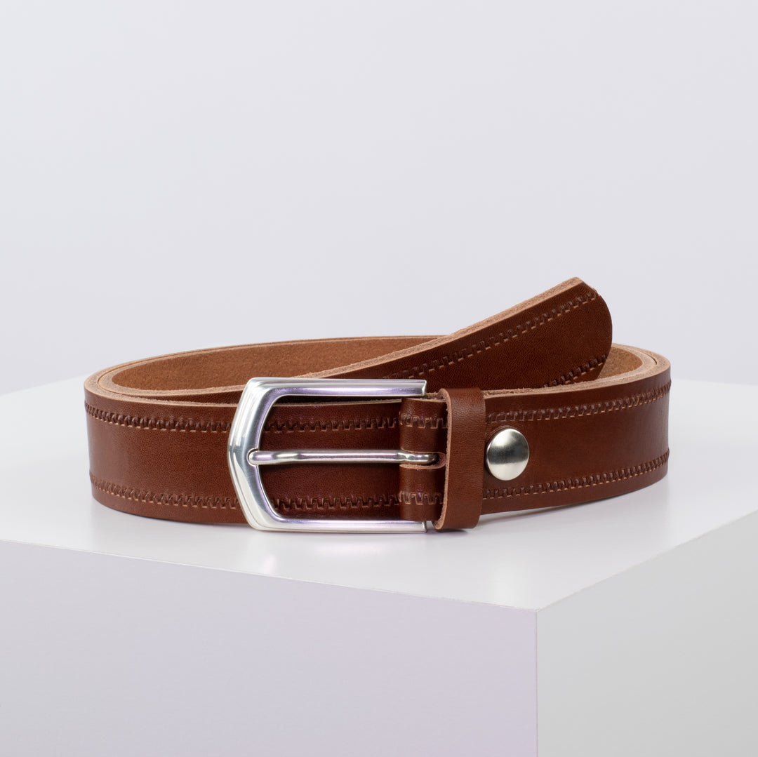 Ledergürtel 3,5cm mit Schnalle Marrakesch cognac Reißverschluss