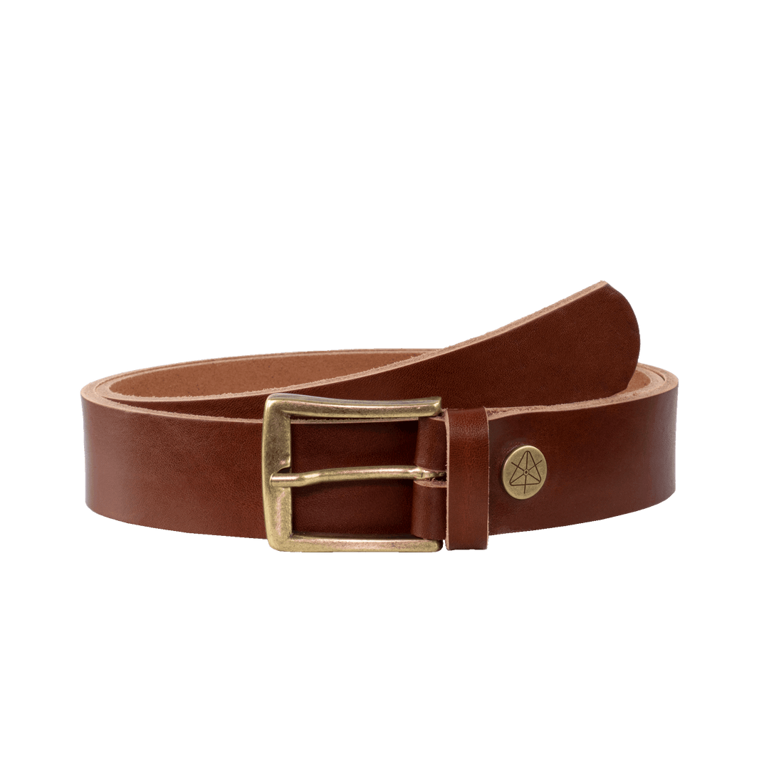 Ledergürtel 3,5cm mit Schnalle Toronto messing cognac ohne Muster