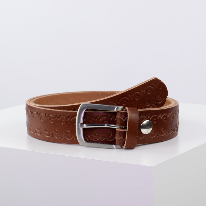 Ledergürtel 3,5cm mit Schnalle Frankfurt cognac Lochwelle