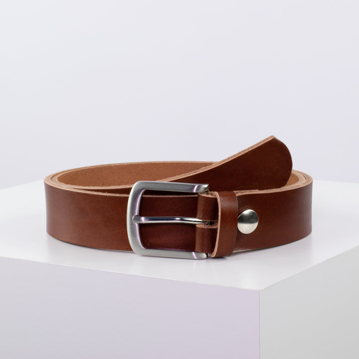 Ledergürtel 3,5cm mit Schnalle Frankfurt cognac ohne Muster