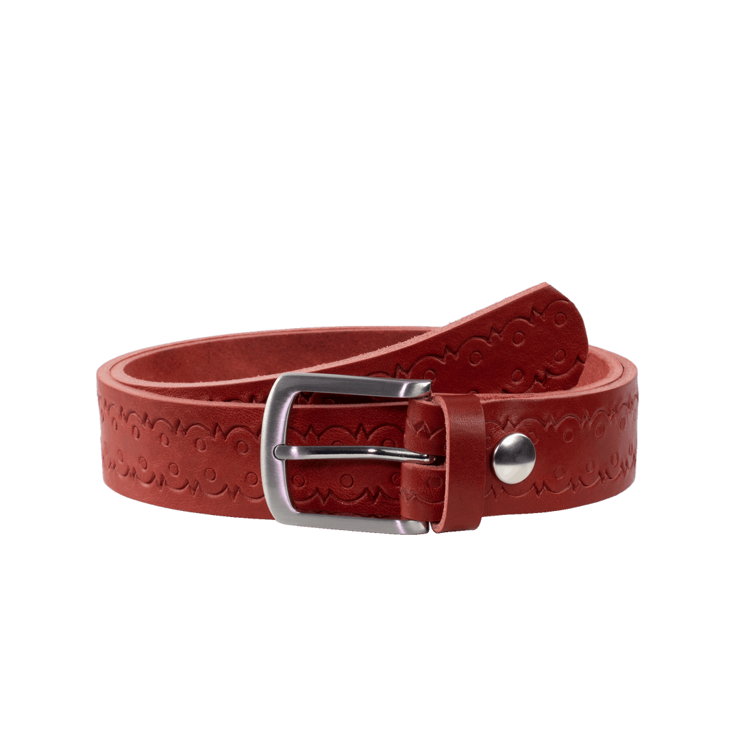 Ledergürtel 3,5cm mit Schnalle Frankfurt rot Lochwelle