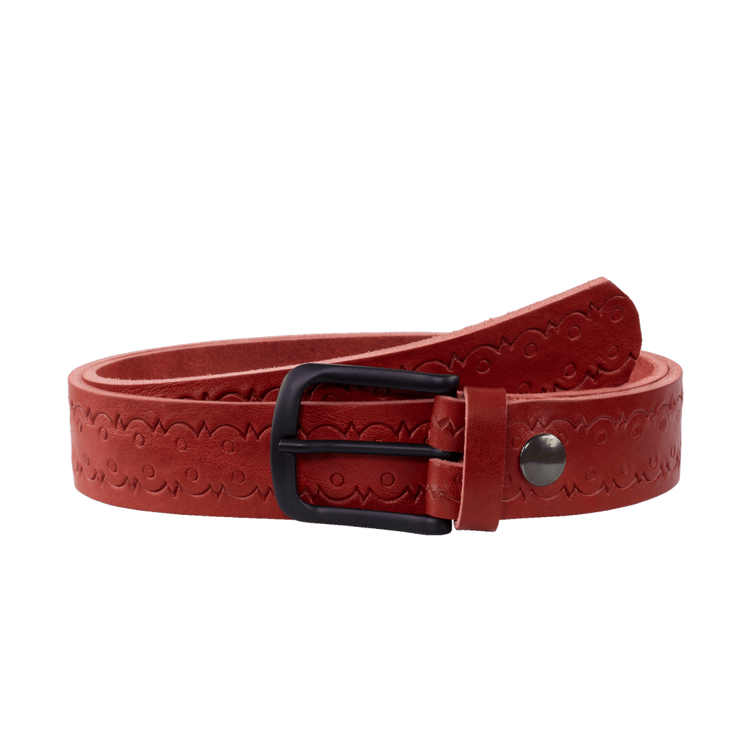 Ledergürtel 3,5cm mit Schnalle Rio rot Lochwelle