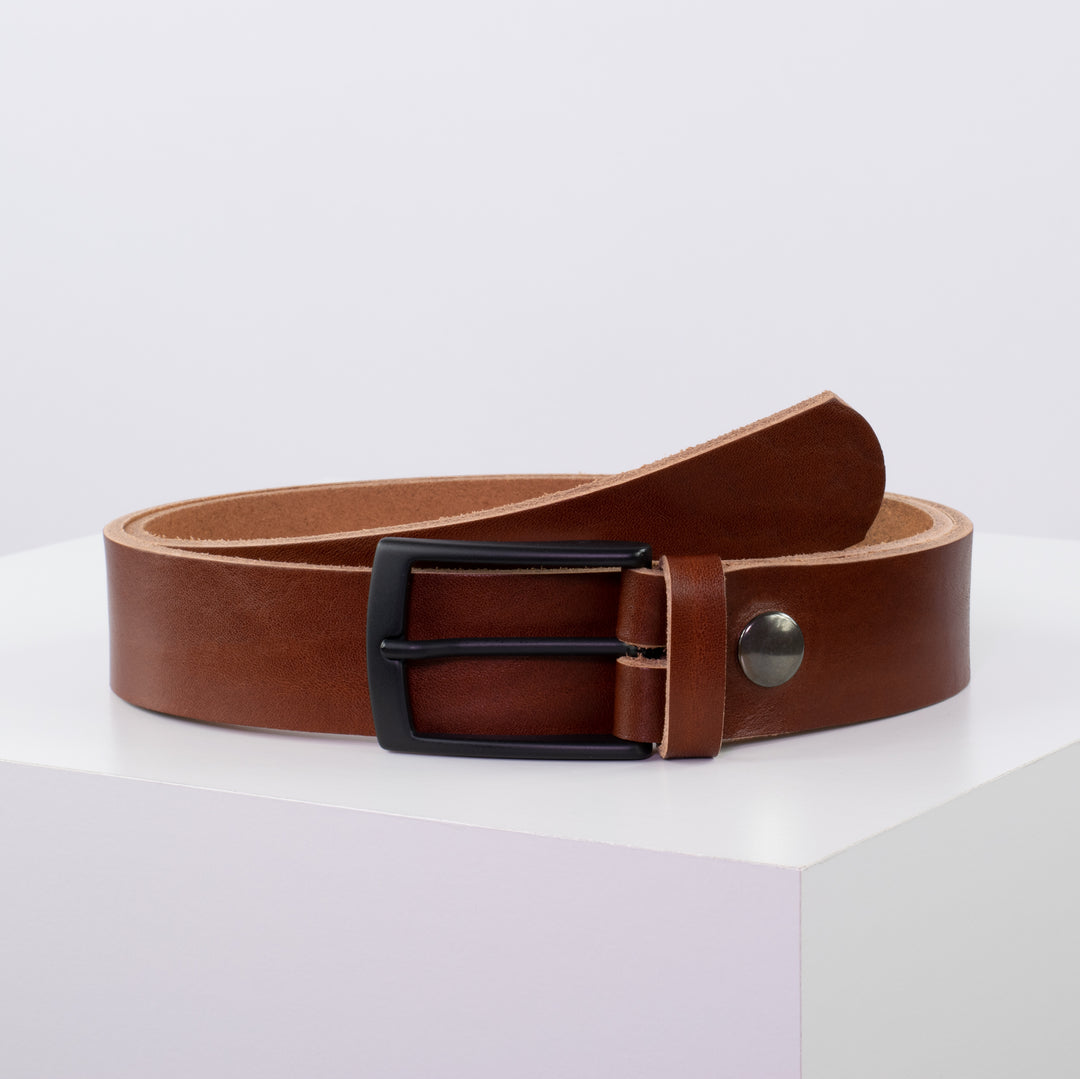 Ledergürtel 3,5cm mit Schnalle Cape Town cognac ohne Muster