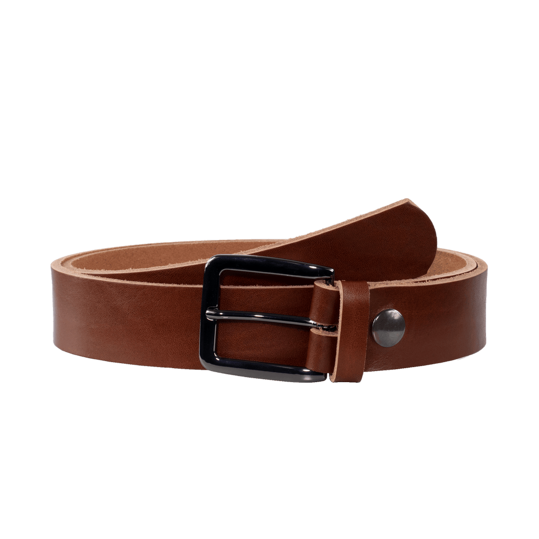 Ledergürtel 3,5cm mit Schnalle Prag cognac ohne Muster