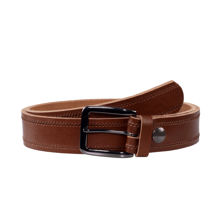 Ledergürtel 3,5cm mit Schnalle Prag cognac Reißverschluss