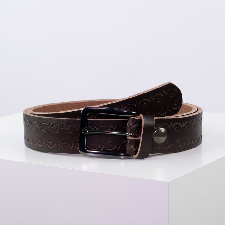 Ledergürtel 3,5cm mit Schnalle Prag dunkelbraun Lochwelle
