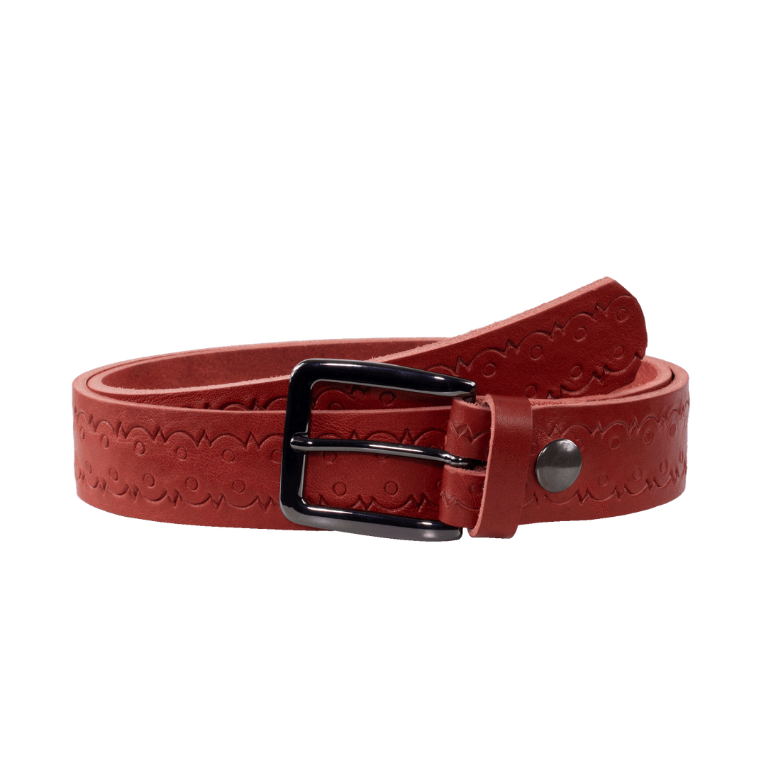 Ledergürtel 3,5cm mit Schnalle Prag rot Lochwelle
