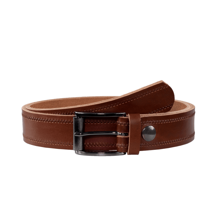 Ledergürtel 3,5cm mit Schnalle Zürich cognac Reißverschluss