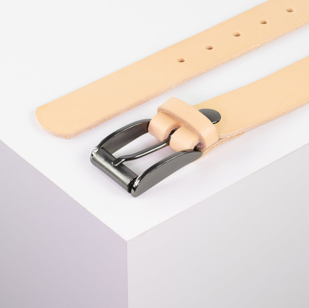 Ledergürtel 3,5cm mit Schnalle Zürich natur ohne Muster