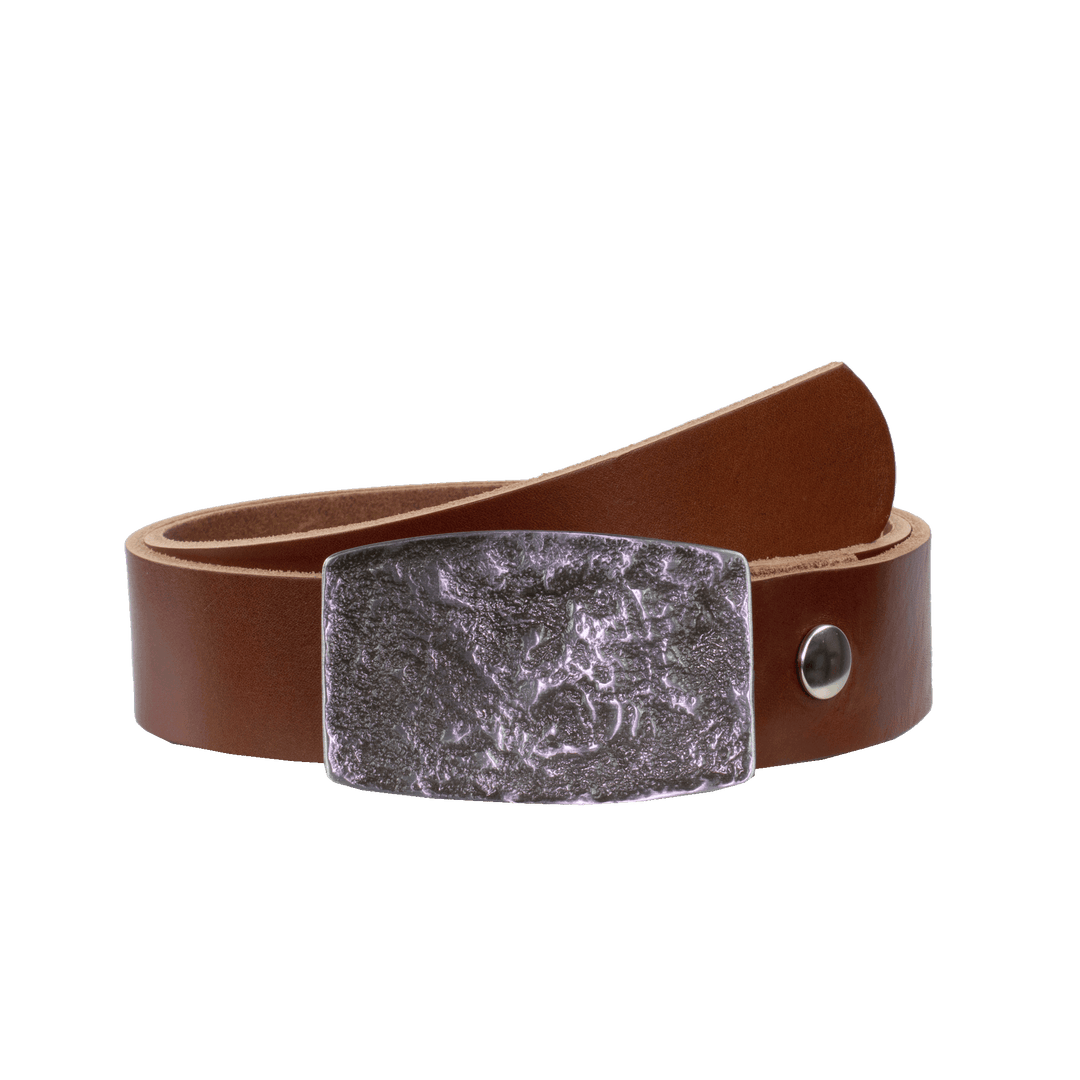 Ledergürtel 4cm mit Schnalle Death Valley cognac ohne Muster