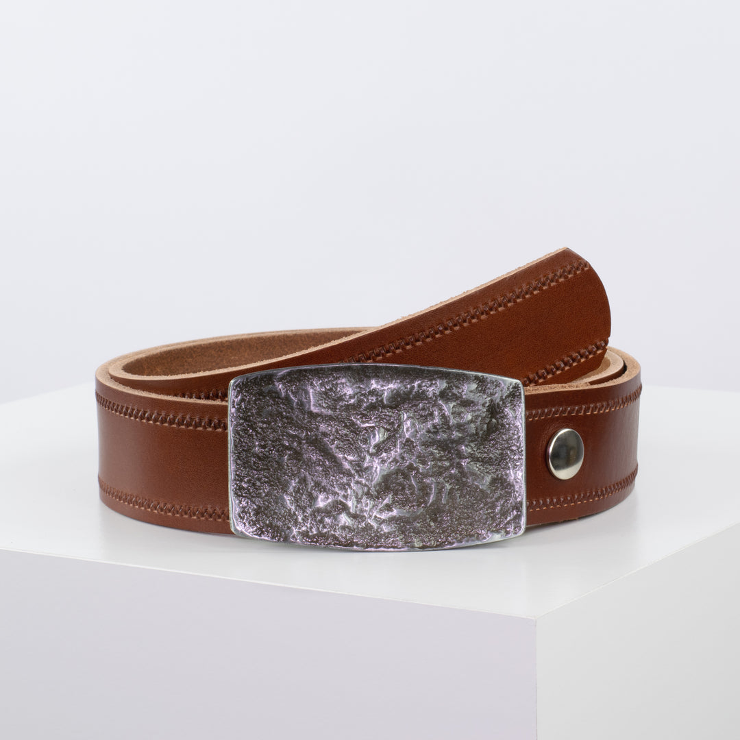 Ledergürtel 4cm mit Schnalle Death Valley cognac Reißverschluss