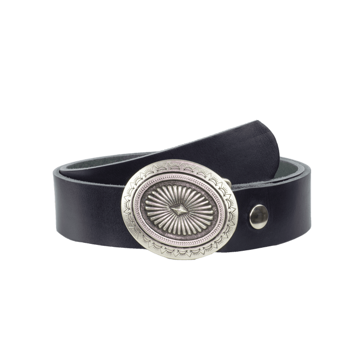 Ledergürtel 4cm mit Schnalle Floral silber navi ohne Muster