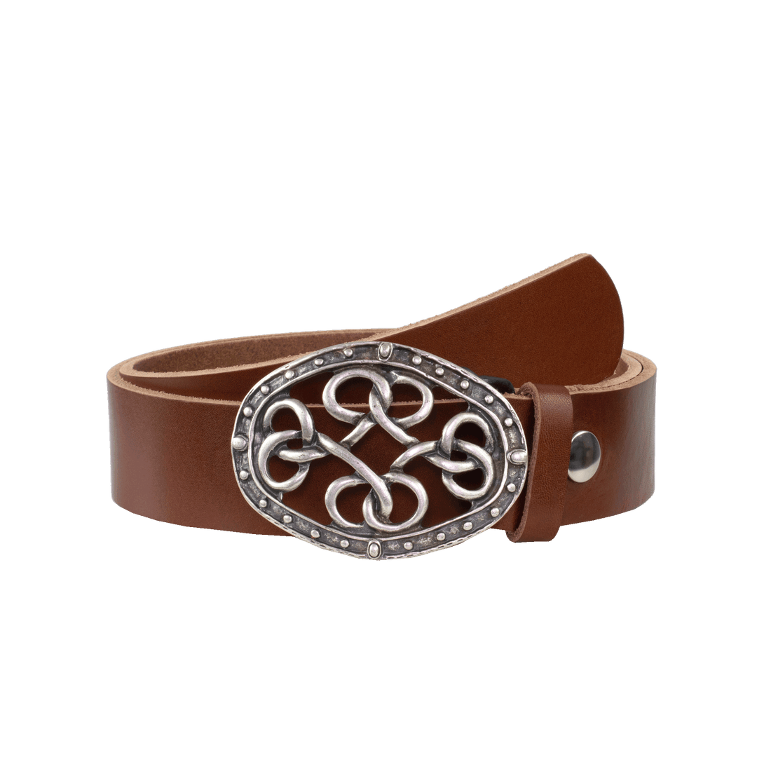 Ledergürtel 4cm mit Schnalle Verknoteter Knoten cognac ohne Muster