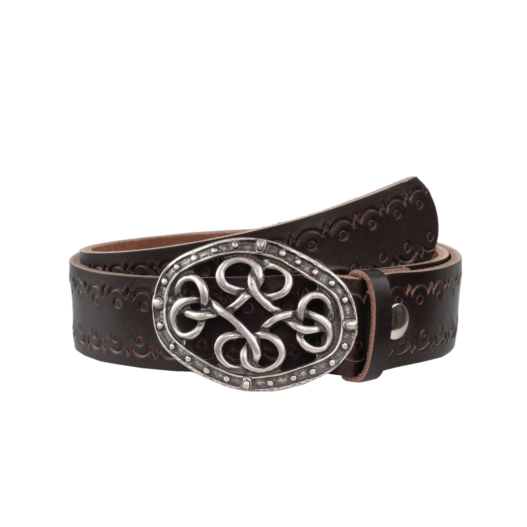 Ledergürtel 4cm mit Schnalle Verknoteter Knoten dunkelbraun Lochwelle