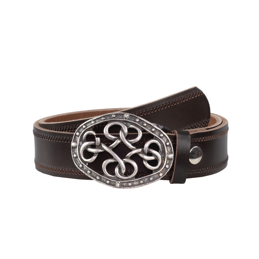 Ledergürtel 4cm mit Schnalle Verknoteter Knoten dunkelbraun Reißverschluss