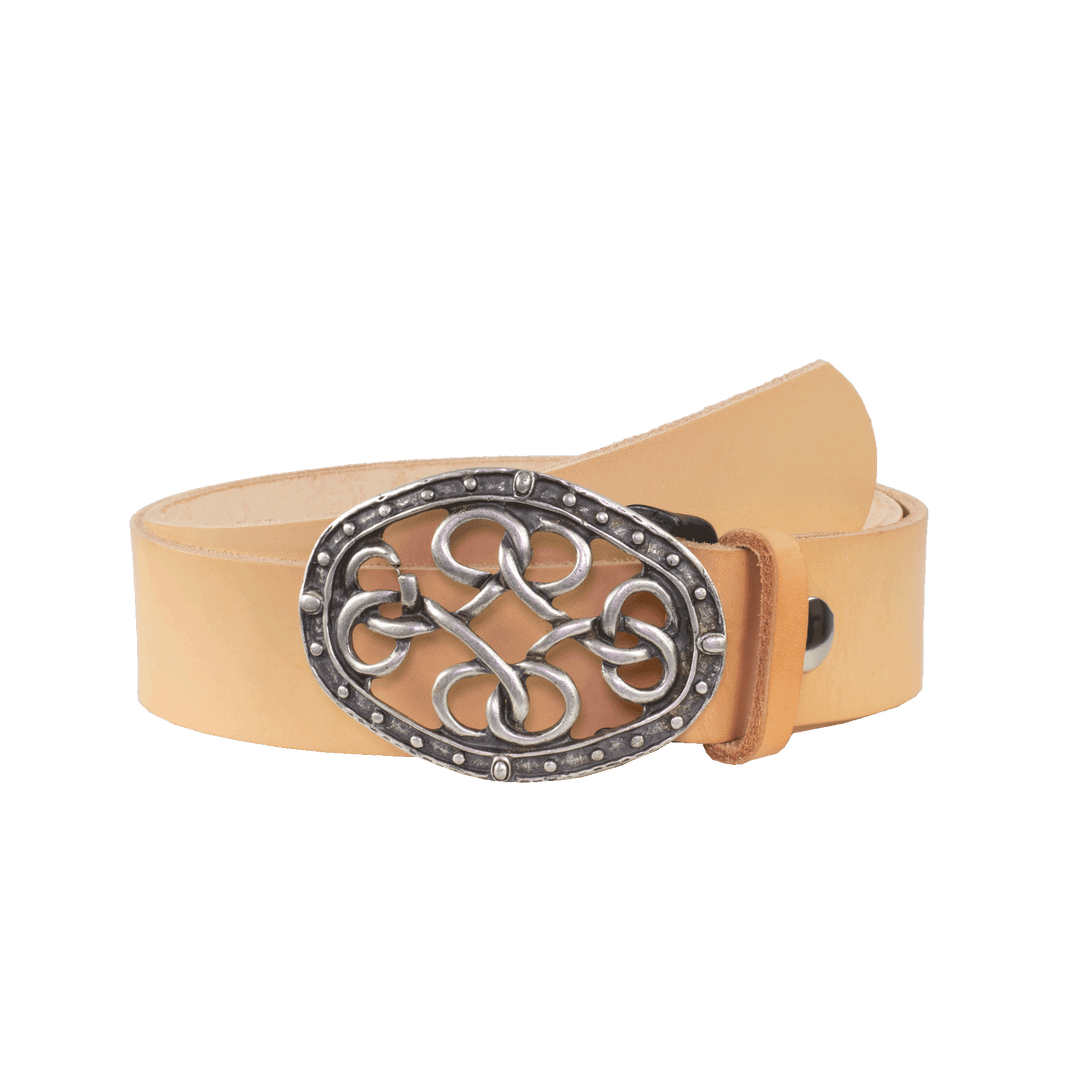 Ledergürtel 4cm mit Schnalle Verknoteter Knoten natur ohne Muster
